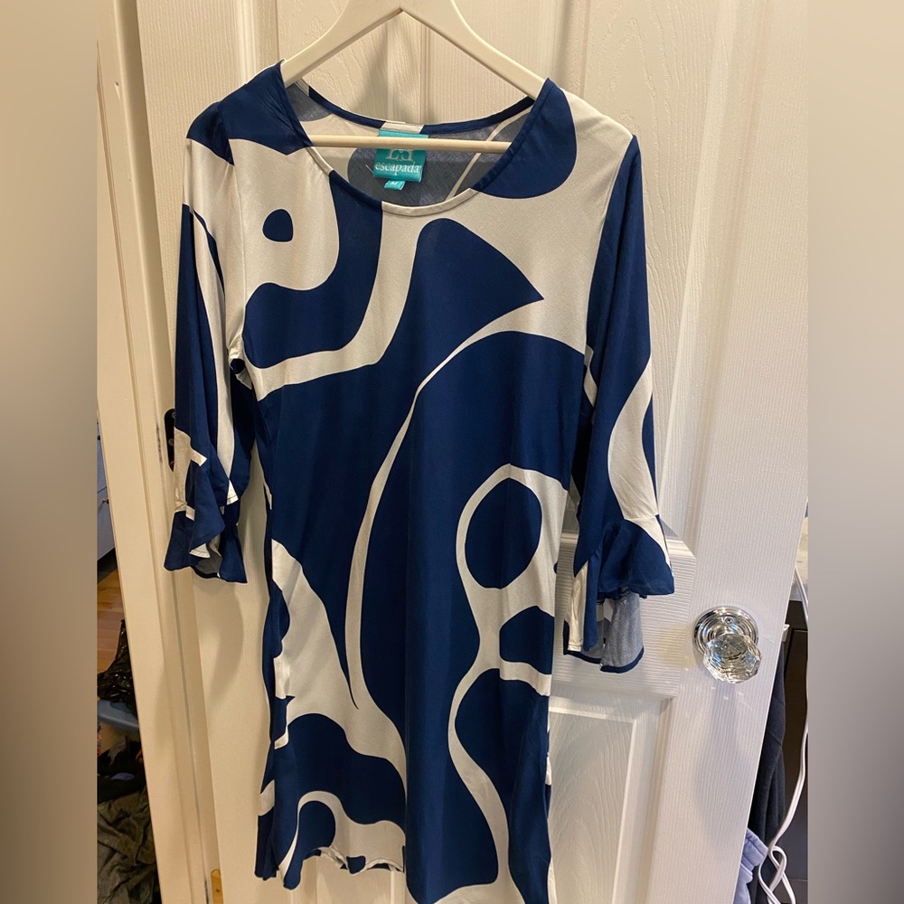 Navy Blue & White Escapada Dress